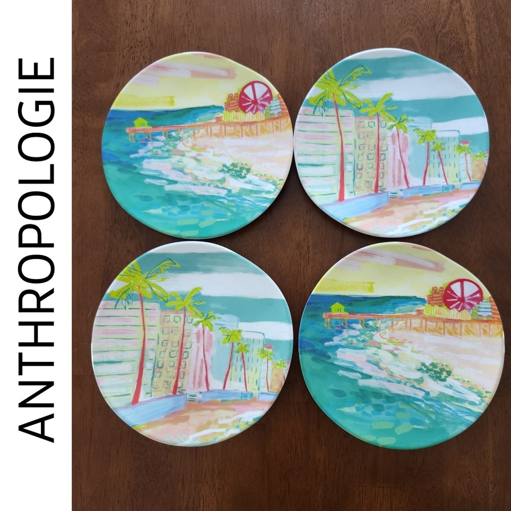 Anthropologie Blakely Made Sunscene Appetizer Plates (Set of 4)